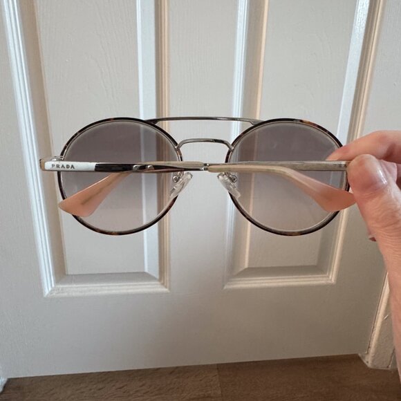 Prada Round Unisex Sunglasses (Tortoise/Silver/Pink) SPR 51S (2AU-4K0) - Picture 5 of 13